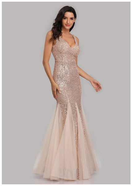 Sequined fish tail slim evening gown
