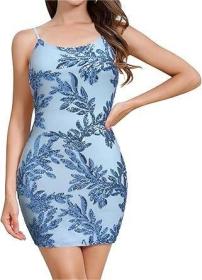 Strap top backless high slit dress