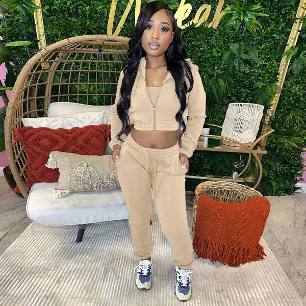 Fleece hoodie three piece set