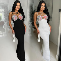 Women's sleeveless camisole dress, long skirt