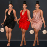 Bead strap jumpsuit short skirt