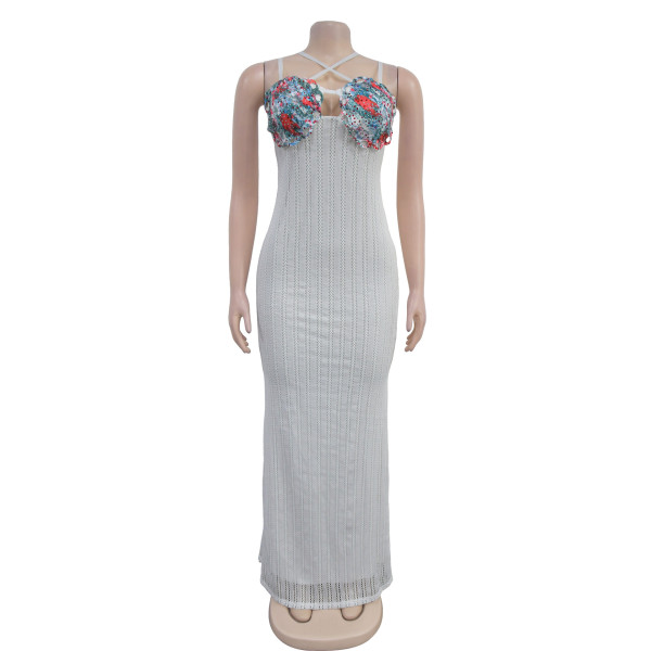 Women's sleeveless camisole dress, long skirt