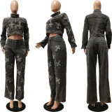 Cross Wash Water Burnt Denim Top