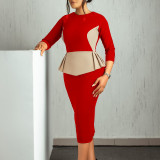 Color blocked OL hip hugging dress