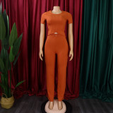 Pit striped short sleeved pants set