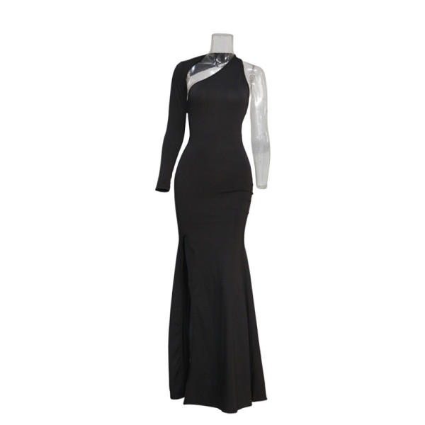 Irregular single shoulder dress with exposed back