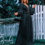 Large nail bead mesh loose wide leg jumpsuit