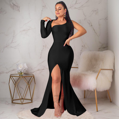 Irregular single shoulder dress with exposed back