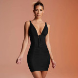 Large backless slim fit dress V-neck sleeveless short skirt