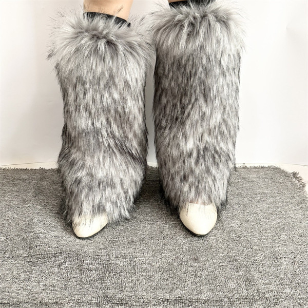 Thick plush sock covers, long shoe covers, fox fur long fur warm fur leg covers
