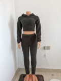 Cashmere set with backless hooded top and pants