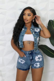 Cowboy Set Flower Offset Cowboy Shorts 2-piece Set
