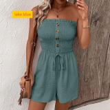 Solid color strapless jumpsuit shorts