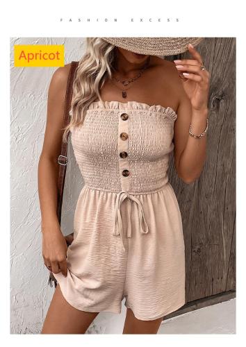 Solid color strapless jumpsuit shorts