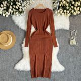 Pit stripe wrapped hip knitted dress
