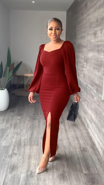 Tailored backless slit women's dress