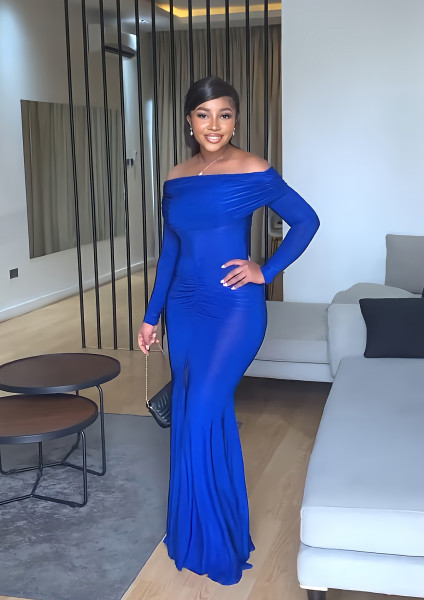 One neck slit hip hugging dress