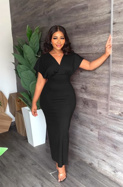 Backless high waisted slit dress