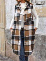 Collar long plaid jacket vest Collar long plaid jacket vest