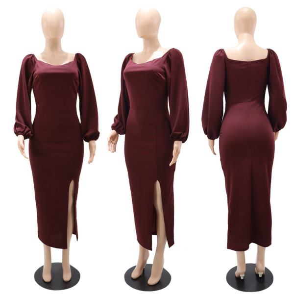 Tailored backless slit women's dress