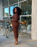 Pit stripe wrapped hip knitted dress