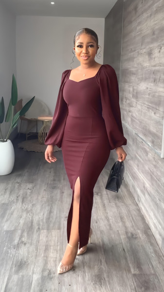 Tailored backless slit women's dress