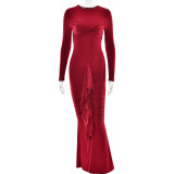 Round neck long sleeved dress