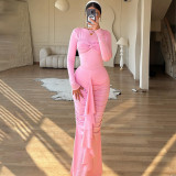 Round neck long sleeved dress