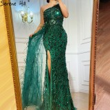 Sequined long sleeveless mid length evening gown