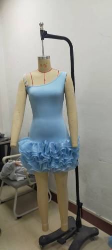 Sleeveless diagonal shoulder elastic mesh spliced with fungus lace dress