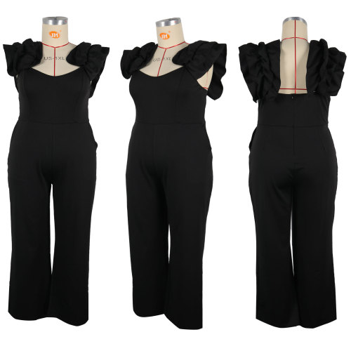 Large size camisole lace elastic wide leg jumpsuit