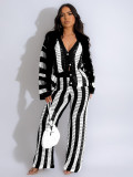 Hollow sweater knitted two-piece set