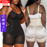 Side pull up, hip cinching, plus size body shaping jumpsuit