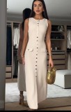 Sleeveless round neck knitted dress