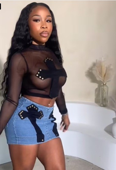 Rivet cross patch embroidered hip skirt