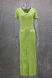 Women's new short sleeved V-neck dress