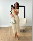 Women's new short sleeved V-neck dress