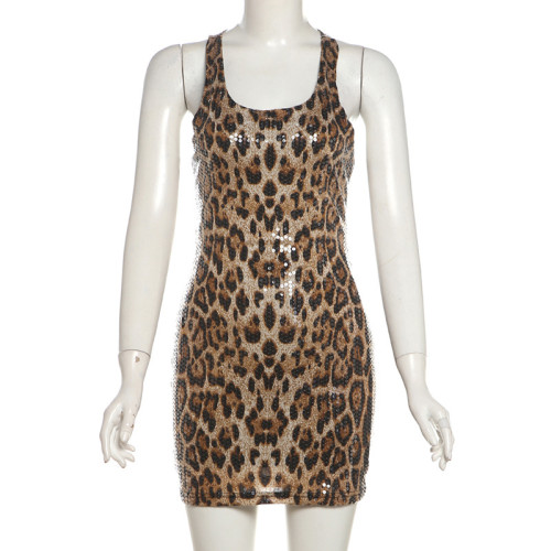 Strap sequin wrapped hip dress