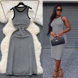 Color blocked striped knitted dress