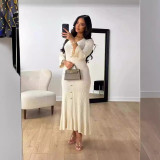 Long knitted long sleeved dress