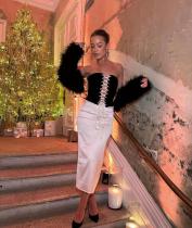 Strap top and half skirt set