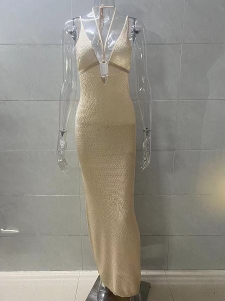 Hollow out strap hanging neck strap patchwork dress