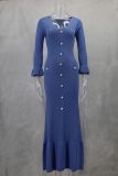 Long knitted long sleeved dress