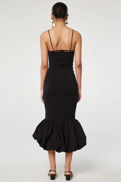 Solid color spliced suspender long knitted fishtail dress