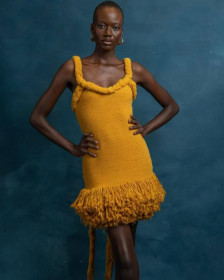 Hand woven Fried Dough Twists rope shoulder belt tassel dress