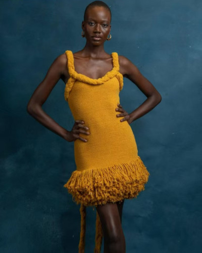 Hand woven Fried Dough Twists rope shoulder belt tassel dress