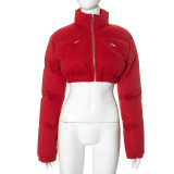 Solid color zipper cotton jacket