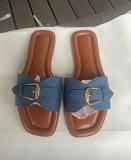 Hardware buckle flat slippers