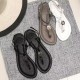Flat toe sandals with T-shaped buckle strap, versatile Roman shoes, flip flops, sandals