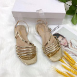 Golden leather women's sandals